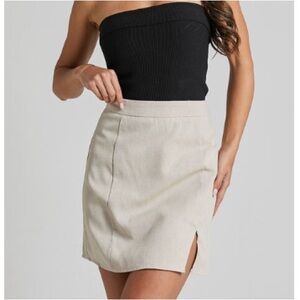 Showpo- Tan linen mini skirt! NWOT